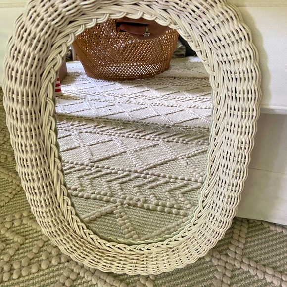Wall Decor Vintage White Wicker Mirror Poshmark